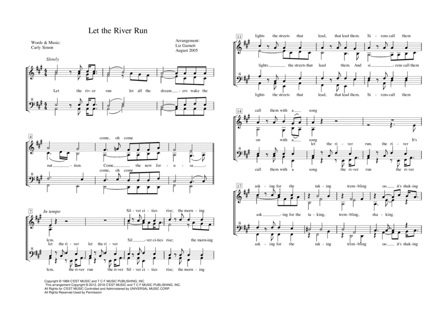 Let The River Run (arr. Liz Garnett)