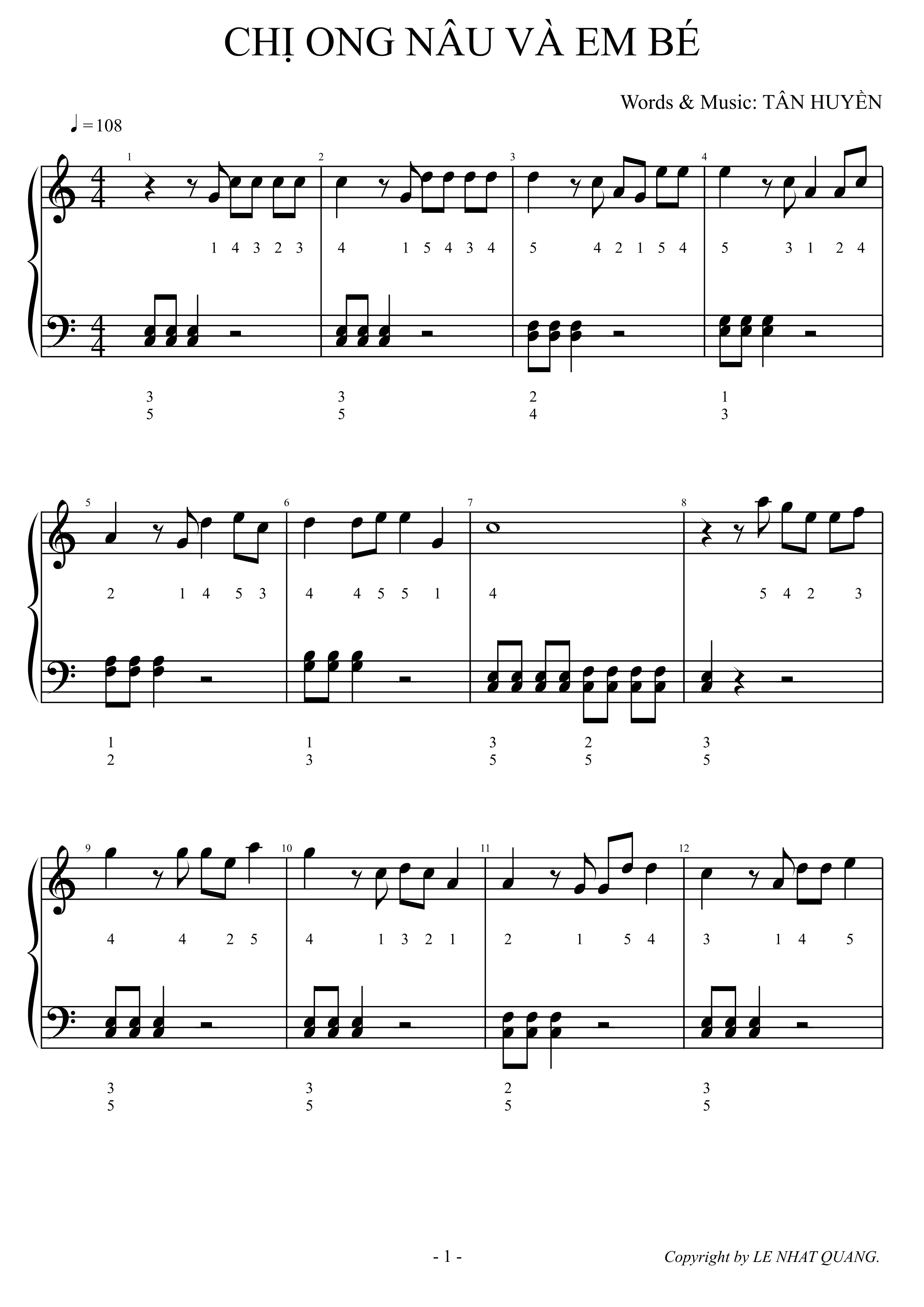 CHỊ ONG NÂU VÀ EM BÉ (arr. Le Nhat Quang)