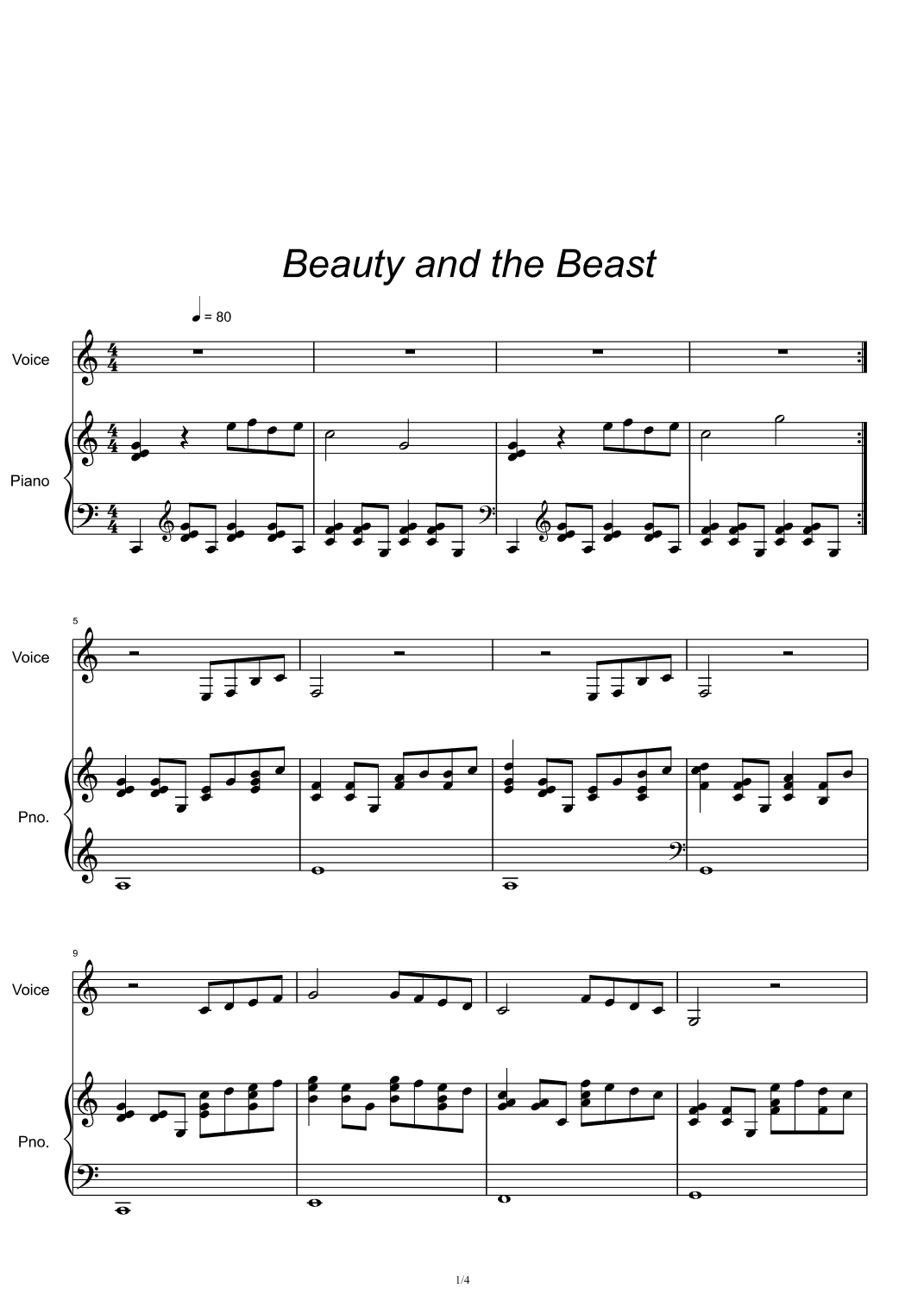 Beauty And The Beast (arr. Celine Dion & Peabo Bryson)