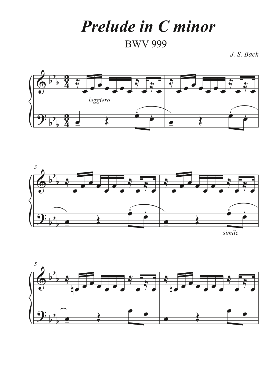 Prelude in C minor - BWV 999 (arr. Avgusta Udartseva)