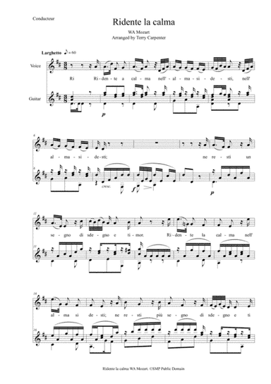 Ridente La Calma (WA Mozart) for voice & classical guitar (arr. Terry Carpenter)