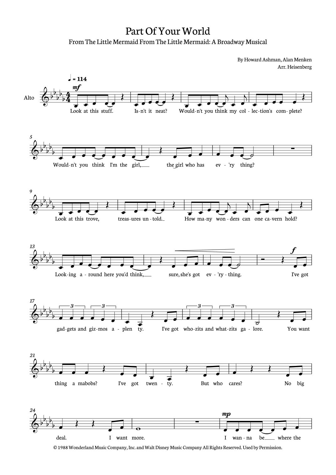 Part Of Your World (arr. Heisenberg)