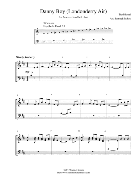 Danny Boy (Londonderry Air) - for 3-octave handbell choir (arr. Samuel Stokes)