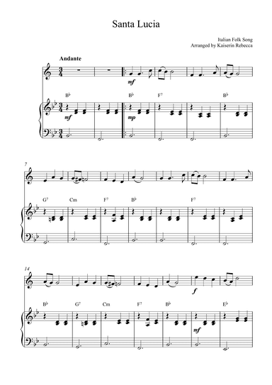 Santa Lucia (soprano saxophone solo and piano accompaniment) (arr. Kaiserin Rebecca)