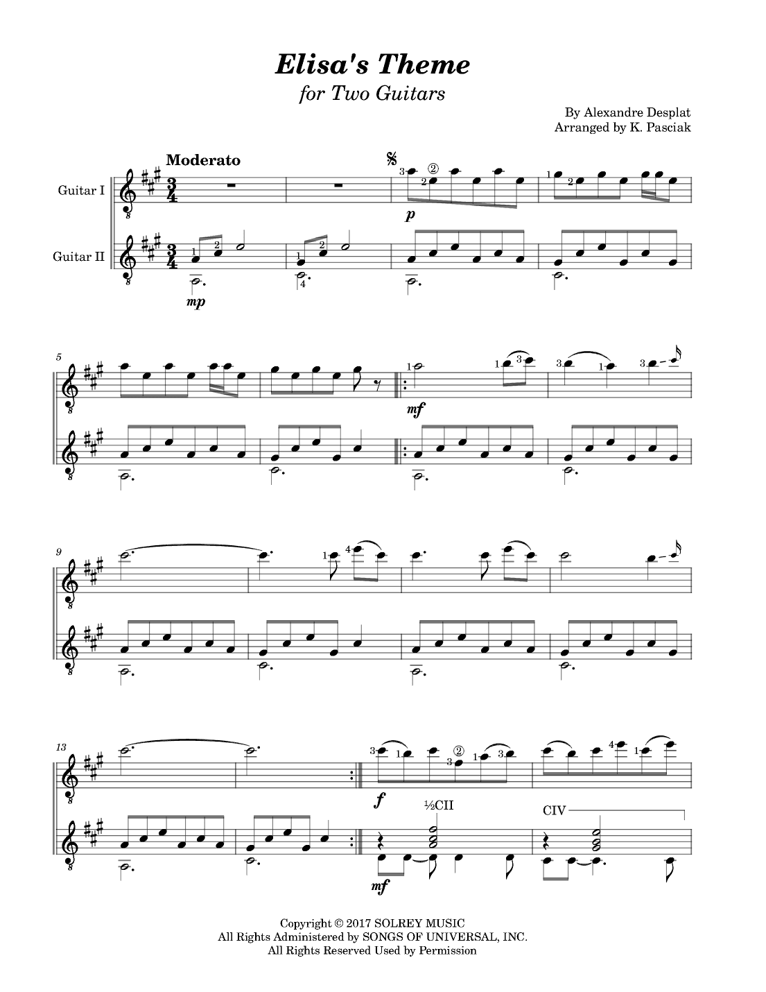 Elisa's Theme (arr. Kenneth Pasciak)