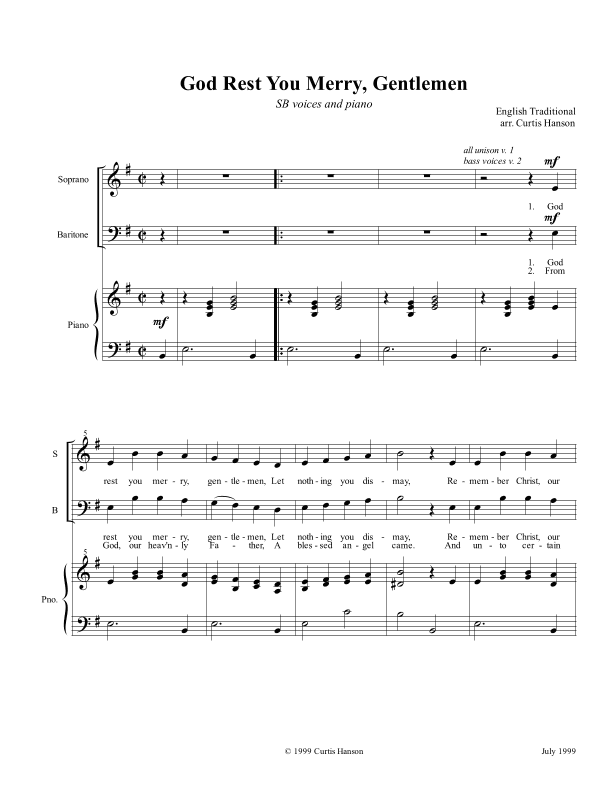 God Rest You Merry, Gentlemen (SB) (arr. Curtis Hanson)