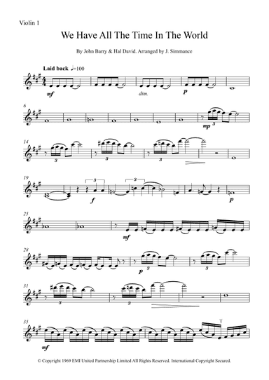 We Have All The Time In The World (arr. J. Simmance)