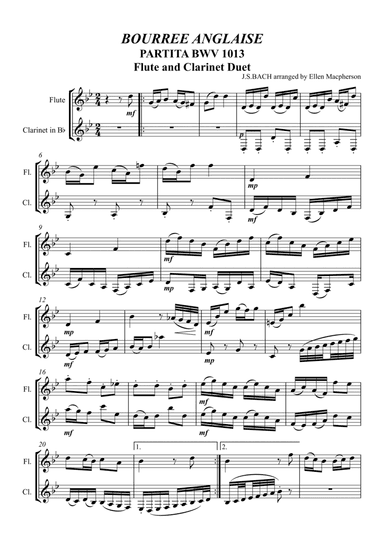 Bourree Anglaise for Flute and Clarinet Duet (arr. Ellen Macpherson)