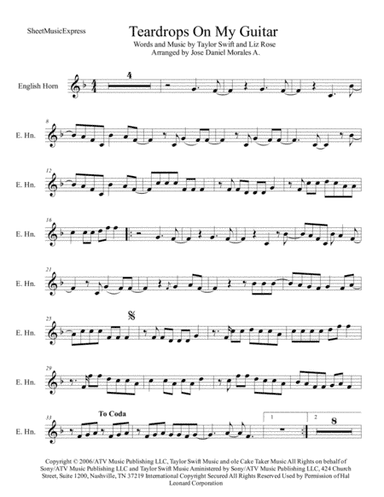Teardrops On My Guitar (arr. Jose Daniel Morales A.)