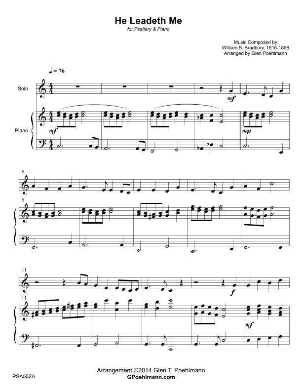THREE HYMNS FOR THE PSALTERY - Psaltery with Piano Accompaniment (arr. Glen Poehlmann)