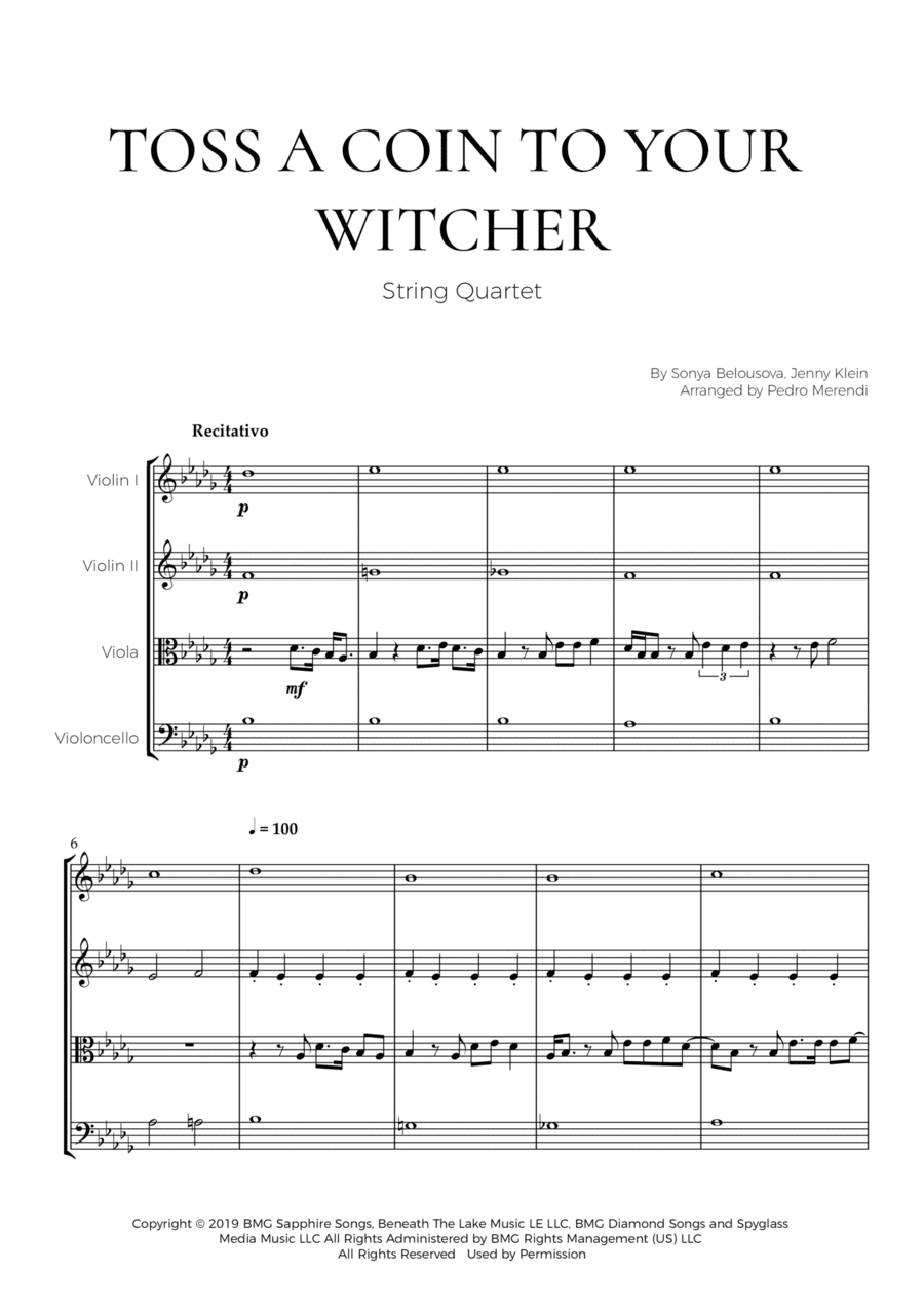 Toss A Coin To Your Witcher (arr. Pedro Merendi)