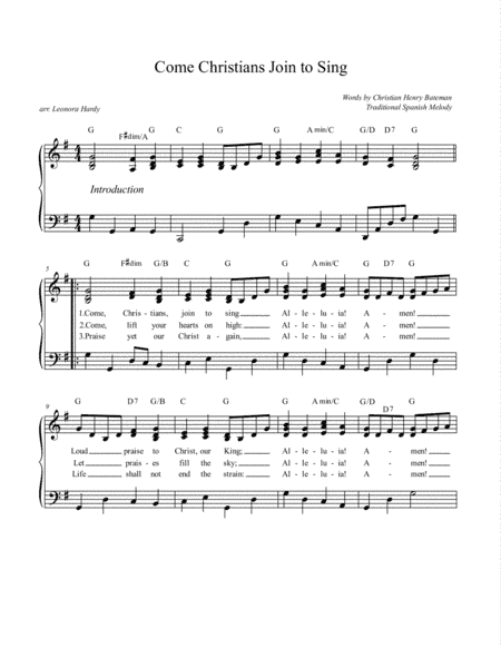 Come Christians Join to Sing (arr. Leonora Hardy)