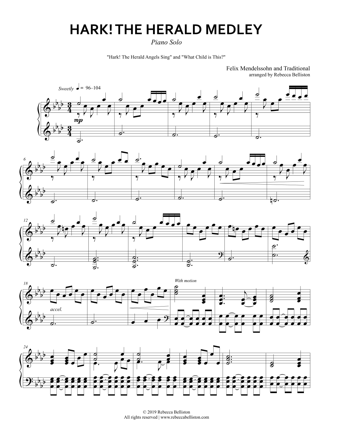 Hark! the Herald Angels Sing / What Child is This? (Piano Solo) (arr. Rebecca Belliston)