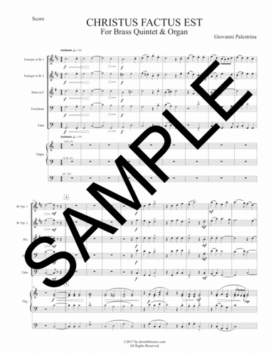 Christus Factus Est for Brass Quintet and Organ (arr. Dorm 40 Music)