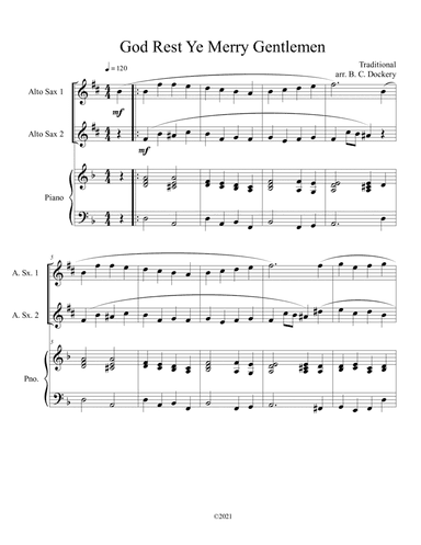 God Rest Ye Merry Gentlemen (Alto Sax Duet) with optional piano accompaniment (arr. B. C. Dockery)