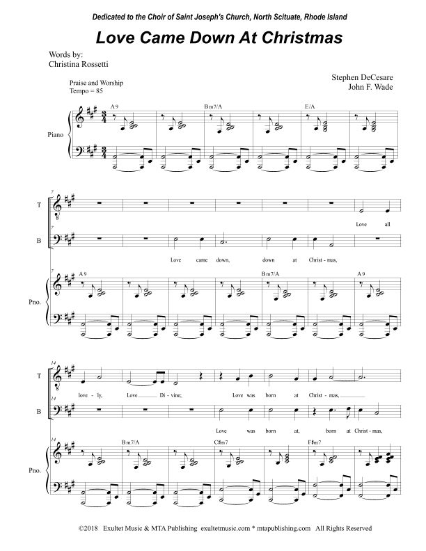 Love Came Down At Christmas (2-part choir - (TB)