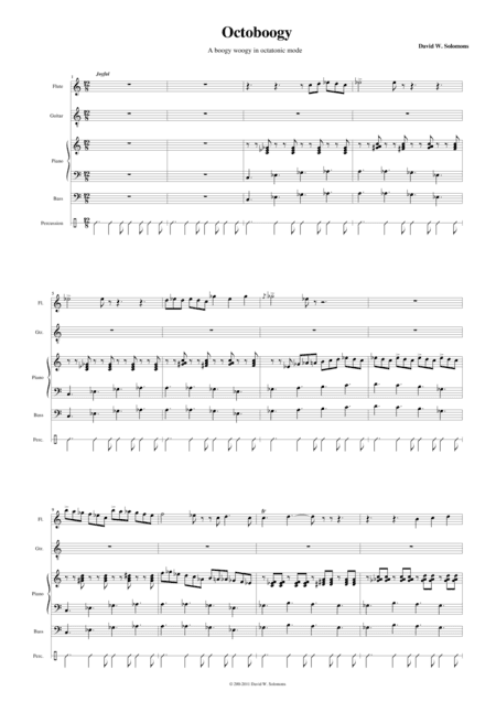 Octoboogy for flute, jazz guitar, piano, percussion and bass