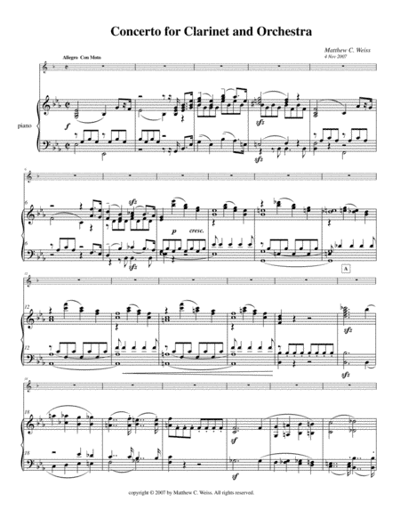Weiss Clarinet Concerto piano part