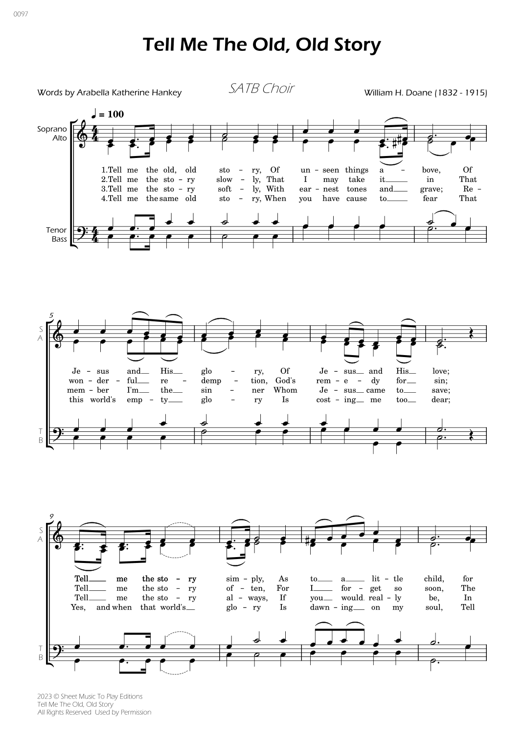 Tell Me The Old, Old Story - SATB Choir (arr. César Madeira)