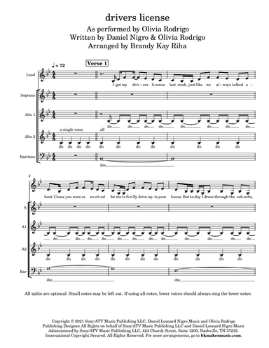 Drivers License (arr. Brandy Kay Riha / BK Riha)