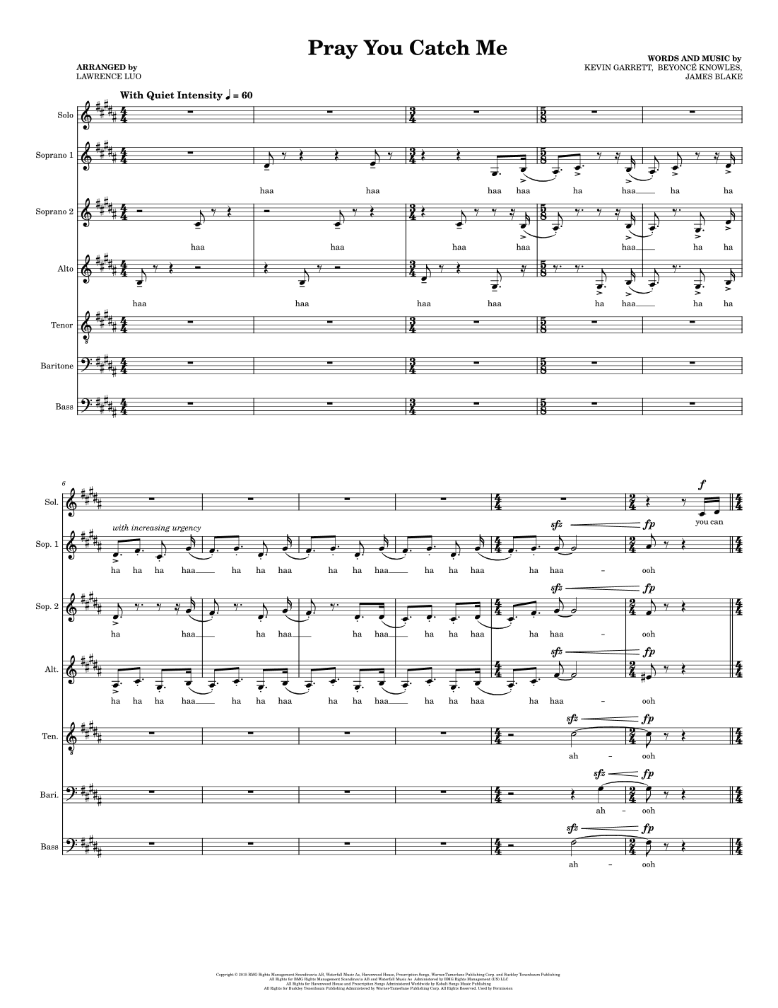 Pray You Catch Me (arr. Lawrence Luo)