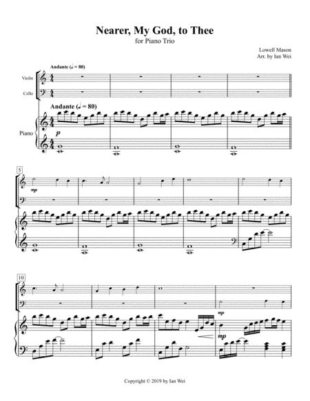 Nearer, My God, to Thee for Piano Trio (arr. Ian Wei)
