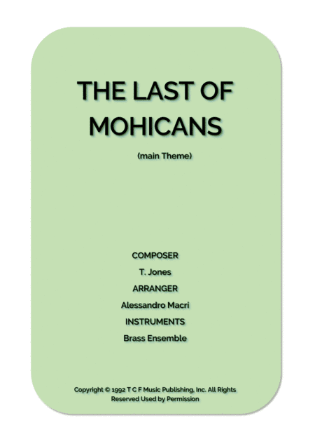 Last Of The Mohicans (main Theme) (arr. Alessandro Macrì)