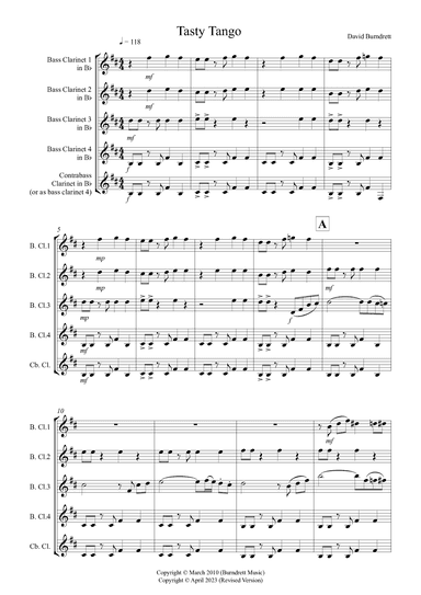 Tasty Tango for Bass Clarinet Quartet