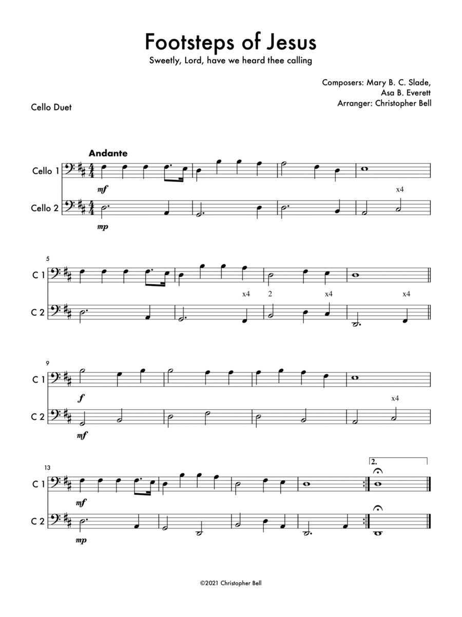 Footsteps of Jesus - Cello Duet (arr. Christopher Bell)
