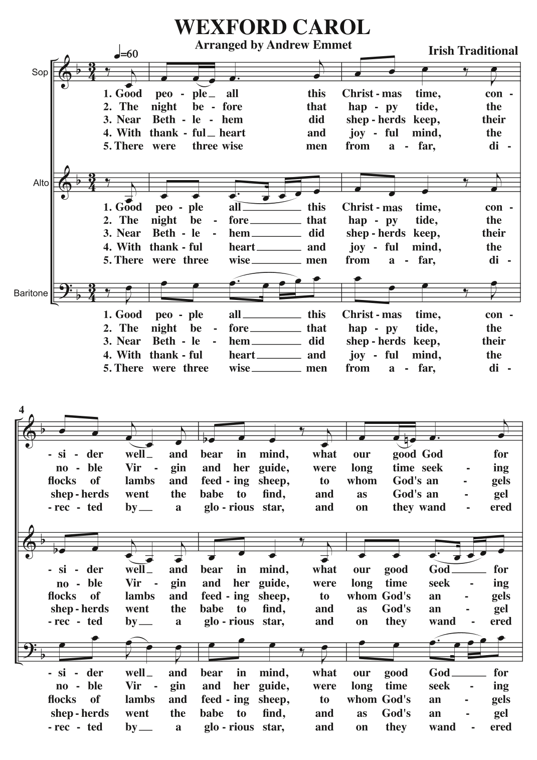 Wexford Carol A Cappella SAB (arr. Andrew Emmet)