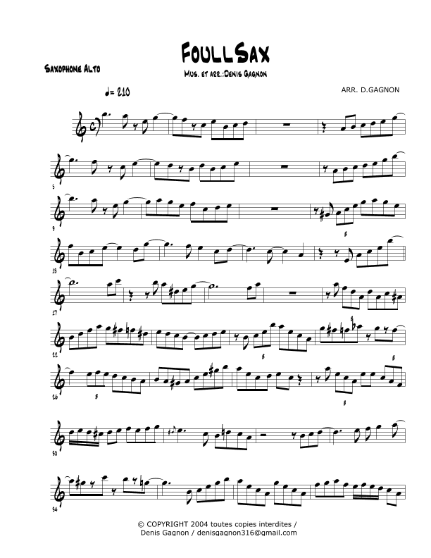 FoullSax / pour Quatuor de Saxophone, Guitare, Contrebasse et Batterie