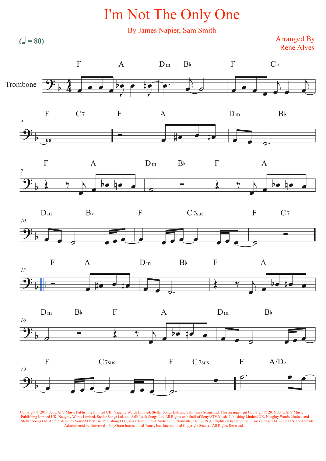I'm Not The Only One (arr. Rene Alves)