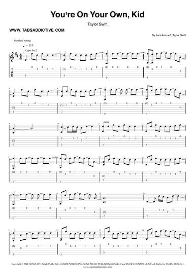 You're On Your Own, Kid (arr. TABS ADDICTIVE - SERGIO MARTIN GUITARRA)