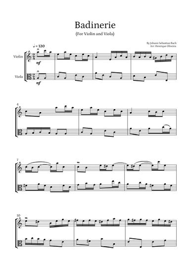 Badinerie by J. S. Bach (For Violin and Viola) (arr. Henrique Oliveira)