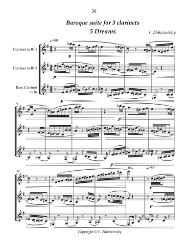 Baroque Suite for 3 clarinets. 5 Dreams