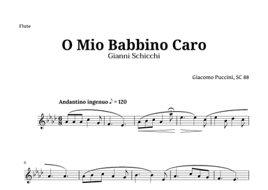 O Mio Babbino Caro by Puccini for Flute (arr. Langanho)