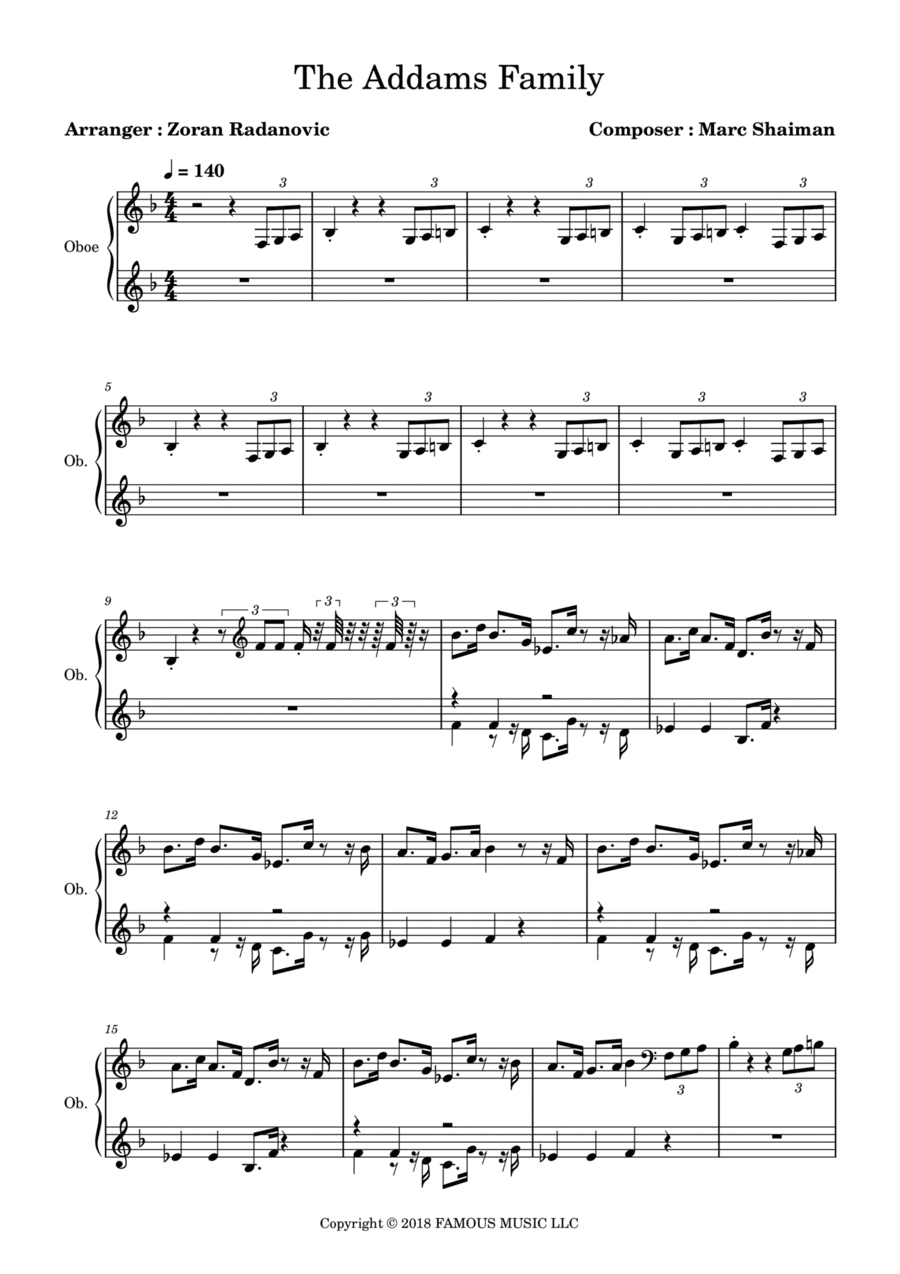 The Addams Family - Score (arr. Zoran Radanovic)