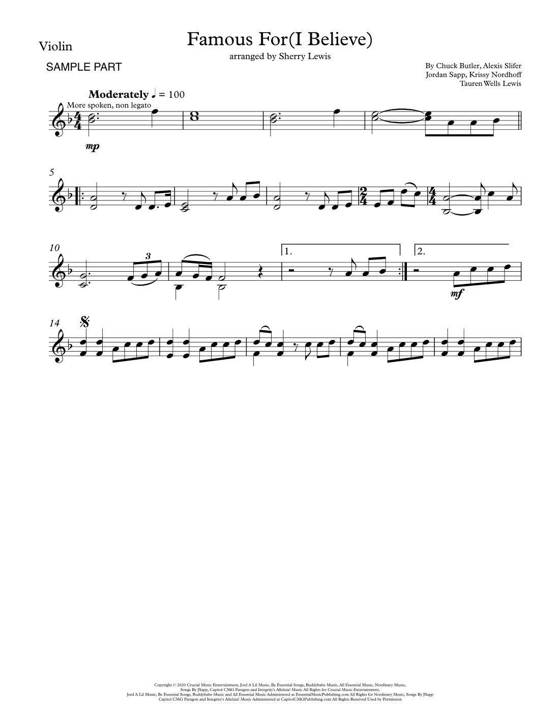 Famous For (i Believe) (arr. Sherry Lewis)