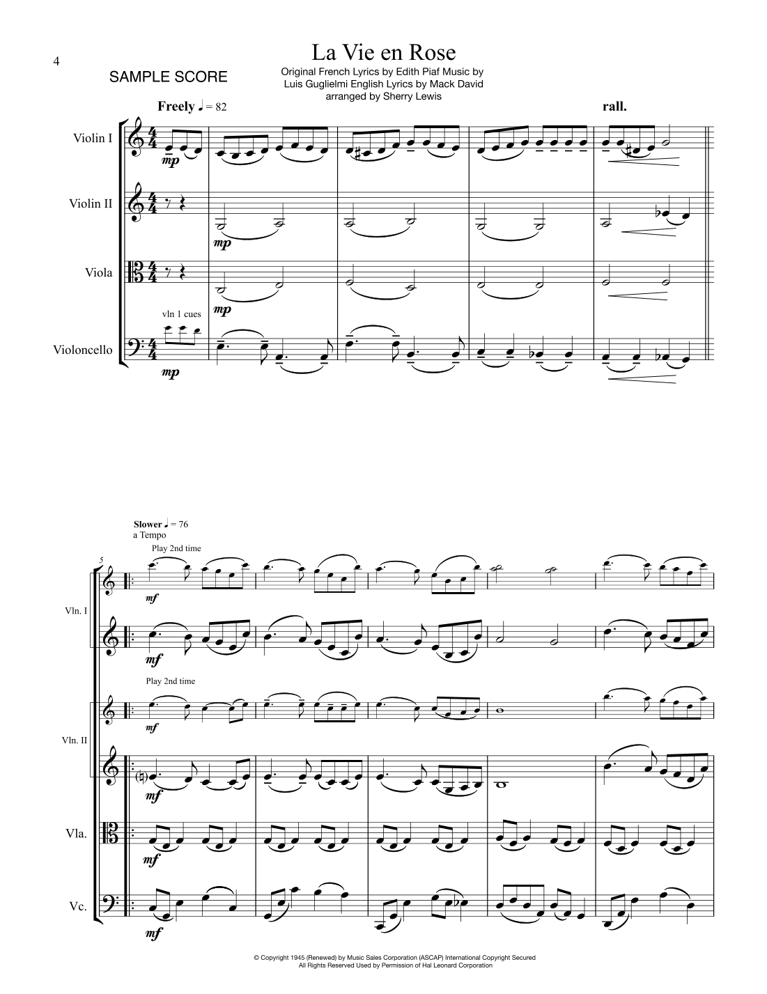 La Vie En Rose (arr. Sherry Lewis)