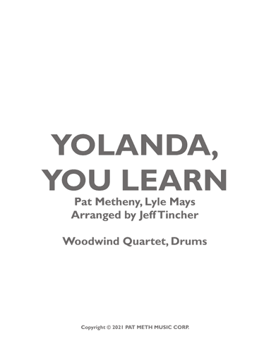 Yolanda, You Learn (arr. Jeff Tincher)