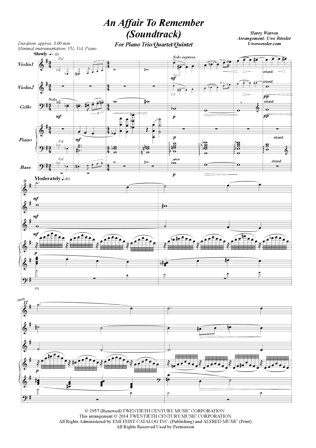 An Affair To Remember (our Love Affair) (arr. Uwe Roessler / Rössler / Rassler)