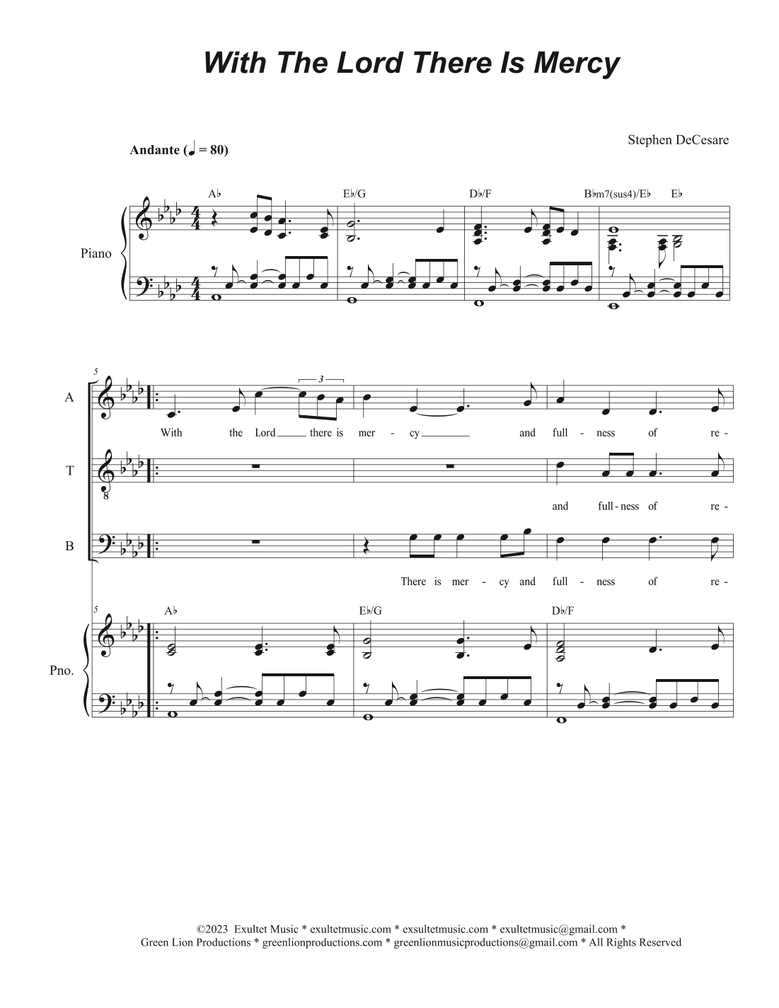 With The Lord There Is Mercy (Vocal Quartet - (SATB)