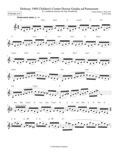 Debussy 1908 Children's Corner Doctor Gradus ad Parnassum Clarinet Study (arr. R G Roth)