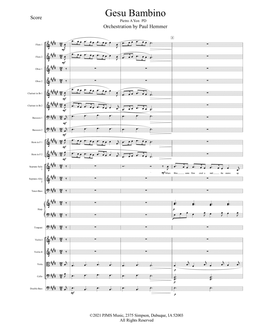 Gesu Bambino - Solo Soprano or tenor with SATB and Orchestra accompaniment (arr. Paul Hemmer)
