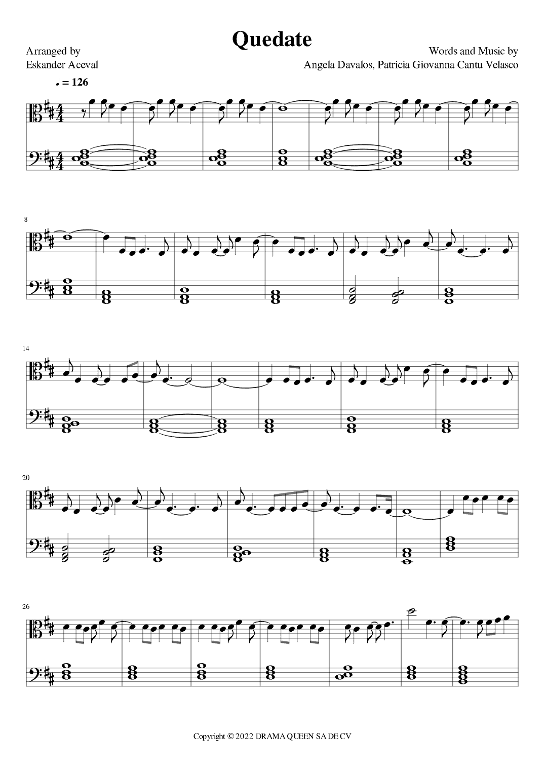 Quedate (arr. Eskander Aceval)