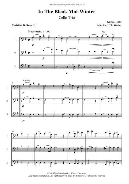 In The Bleak Mid-Winter (arr. Gert Th. Walter)