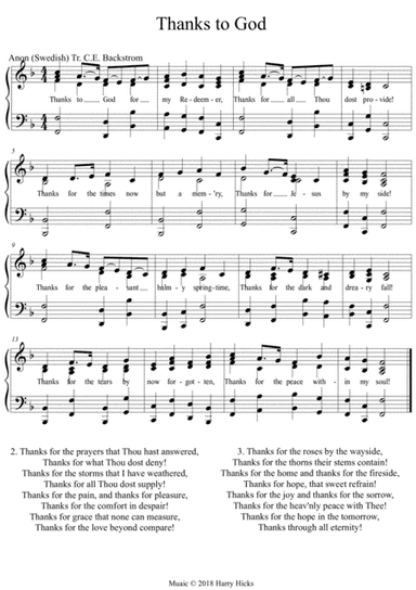 Thanks to God. A new tune to a wonderful old hymn.