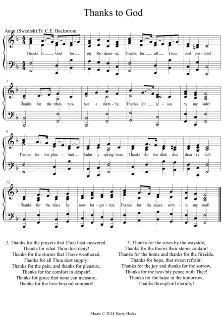 Thanks to God. A new tune to a wonderful old hymn.