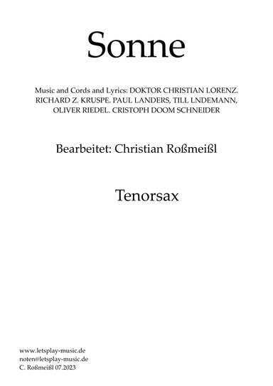 Sonne (arr. Christian Roßmeißl)
