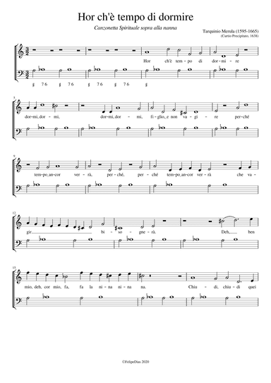 Canzonetta Spirituale sopra alla nanna: Hor ch'è tempo di dormire (arr. Early Music Scores)